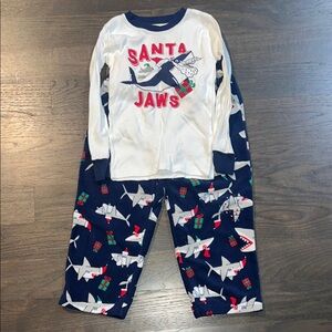 Carter's Blue and White Shark Pajama Set Size 5
